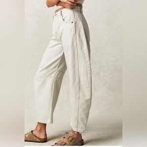 Free people We the free good luck mid rise barrel jeans in milk